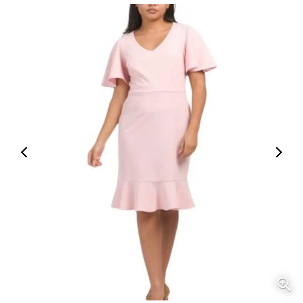 Anne Klein Pink Flutter Sleeve Dress